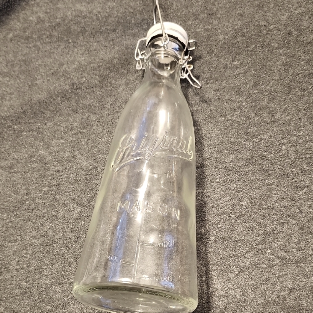Vintage Original Clear Glass Mason Bottle with Lid